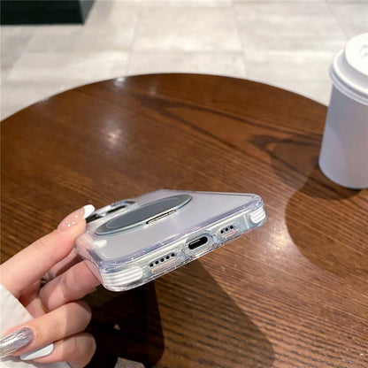 For iPhone 14 Pro Magnetic Case with Kickstand PC + TPU Clear Phone Back Cover