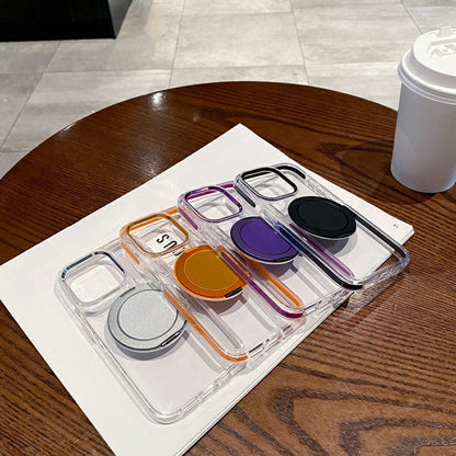 For iPhone 14 Pro Magnetic Case with Kickstand PC + TPU Clear Phone Back Cover