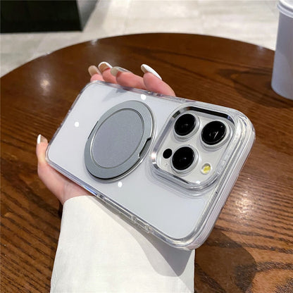 For iPhone 14 Pro Magnetic Case with Kickstand PC + TPU Clear Phone Back Cover