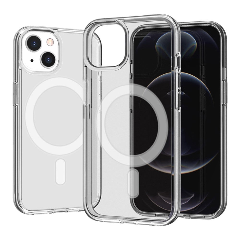 For iPhone 14 Magnetic Case Compatible with MagSafe PC + TPU Clear Phone Cover