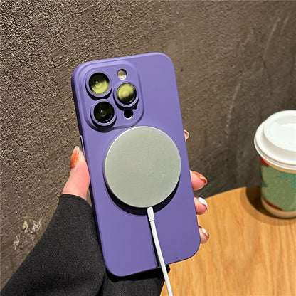 For iPhone 15 Pro Max Case Compatible with MagSafe Liquid Silicone Phone Cover with Tempered Glass Lens Protector