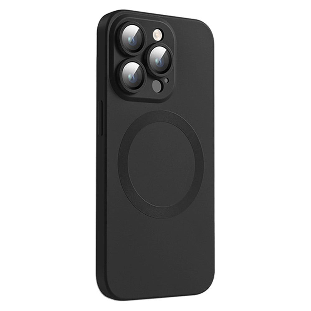 For iPhone 15 Pro Max Case Compatible with MagSafe Liquid Silicone Phone Cover with Tempered Glass Lens Protector