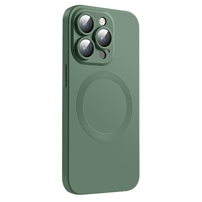 For iPhone 15 Pro Max Case Compatible with MagSafe Liquid Silicone Phone Cover with Tempered Glass Lens Protector