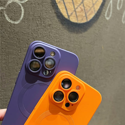 For iPhone 15 Pro Case Compatible with MagSafe Liquid Silicone Phone Cover with Tempered Glass Lens Protector