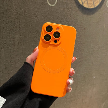 For iPhone 15 Pro Case Compatible with MagSafe Liquid Silicone Phone Cover with Tempered Glass Lens Protector