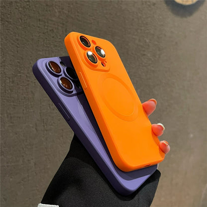 For iPhone 15 Pro Case Compatible with MagSafe Liquid Silicone Phone Cover with Tempered Glass Lens Protector