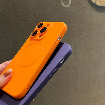 For iPhone 15 Pro Case Compatible with MagSafe Liquid Silicone Phone Cover with Tempered Glass Lens Protector