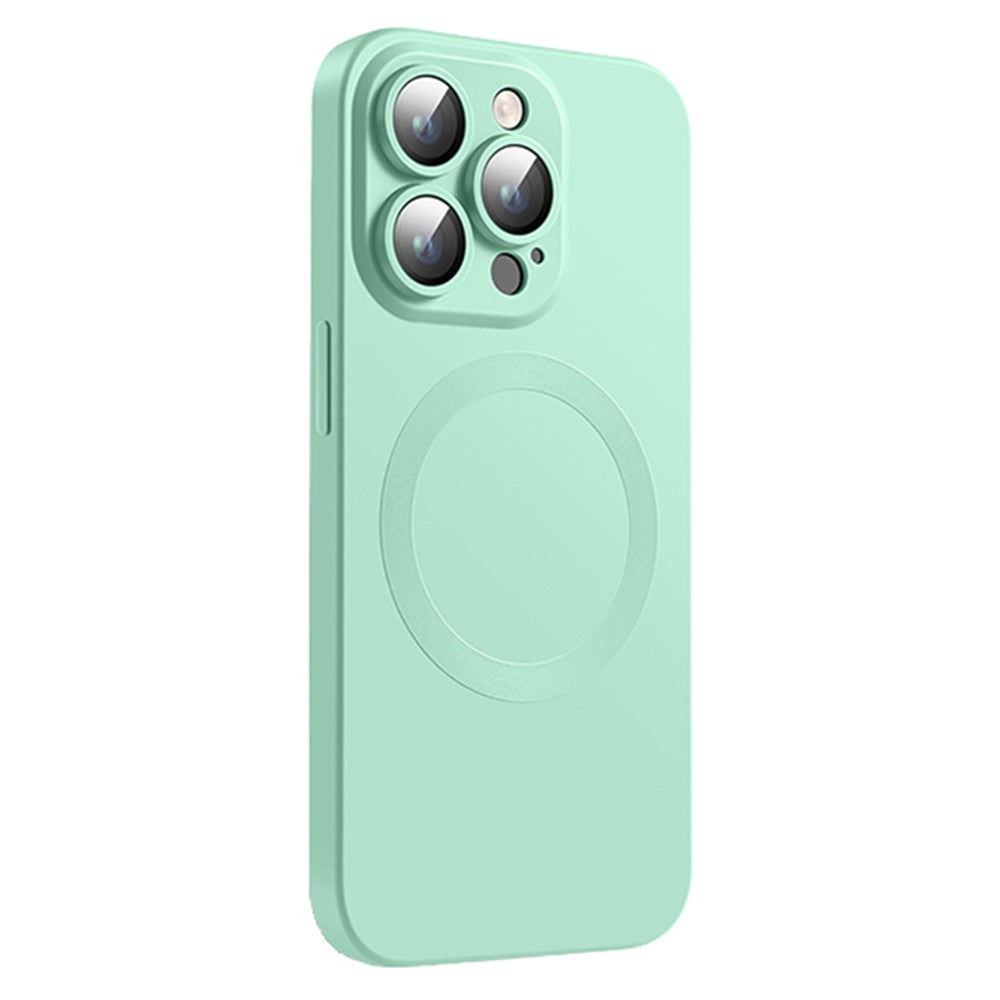 For iPhone 15 Pro Case Compatible with MagSafe Liquid Silicone Phone Cover with Tempered Glass Lens Protector