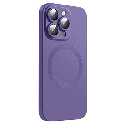 For iPhone 15 Pro Case Compatible with MagSafe Liquid Silicone Phone Cover with Tempered Glass Lens Protector