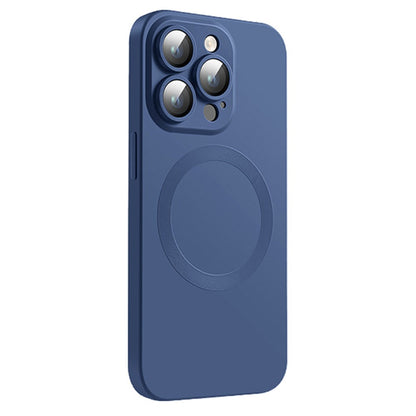 For iPhone 15 Pro Case Compatible with MagSafe Liquid Silicone Phone Cover with Tempered Glass Lens Protector
