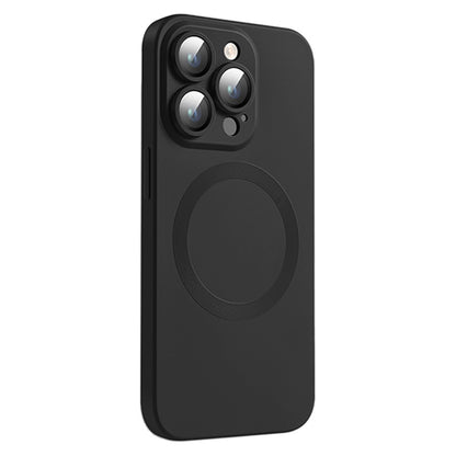 For iPhone 15 Pro Case Compatible with MagSafe Liquid Silicone Phone Cover with Tempered Glass Lens Protector