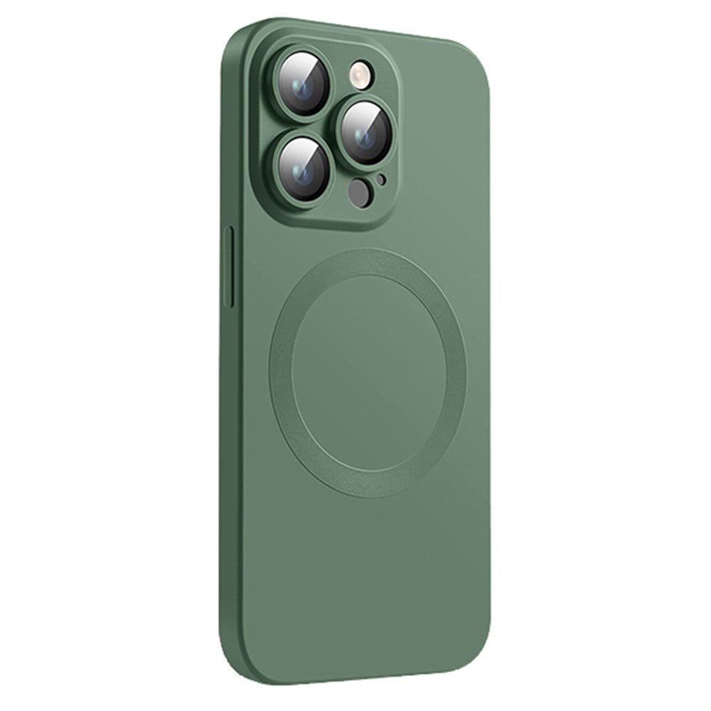 For iPhone 15 Pro Case Compatible with MagSafe Liquid Silicone Phone Cover with Tempered Glass Lens Protector