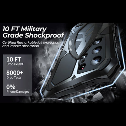 LUPHIE For Samsung Galaxy S25 Ultra Case Sports Car Design Shockproof Metal + TPU Phone Cover with Screen Protector