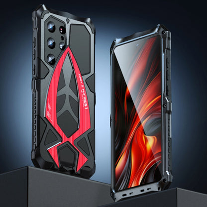 LUPHIE For Samsung Galaxy S25 Ultra Case Sports Car Design Shockproof Metal + TPU Phone Cover with Screen Protector