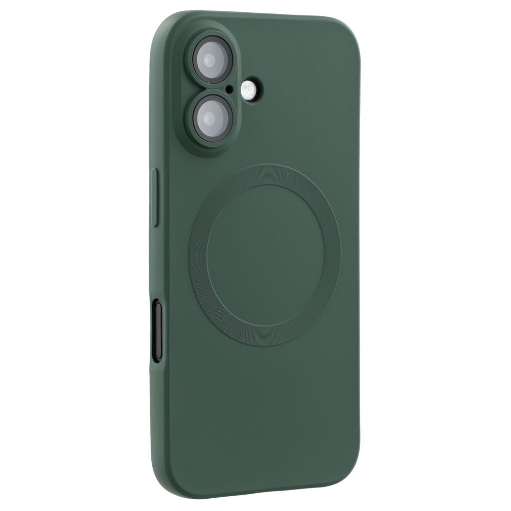 For iPhone 16 Case Compatible with MagSafe Liquid Silicone Phone Cover with Tempered Glass Lens Protector