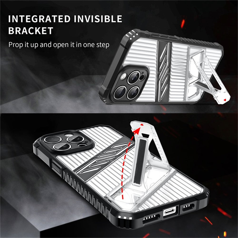 For iPhone 14 Pro Case Folding Kickstand PC + TPU Anti Drop Phone Cover