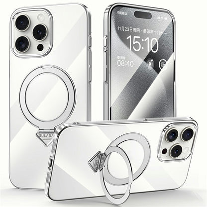 SULADA For iPhone 15 Pro Max Case Compatible with MagSafe Kickstand Clear PC Phone Cover