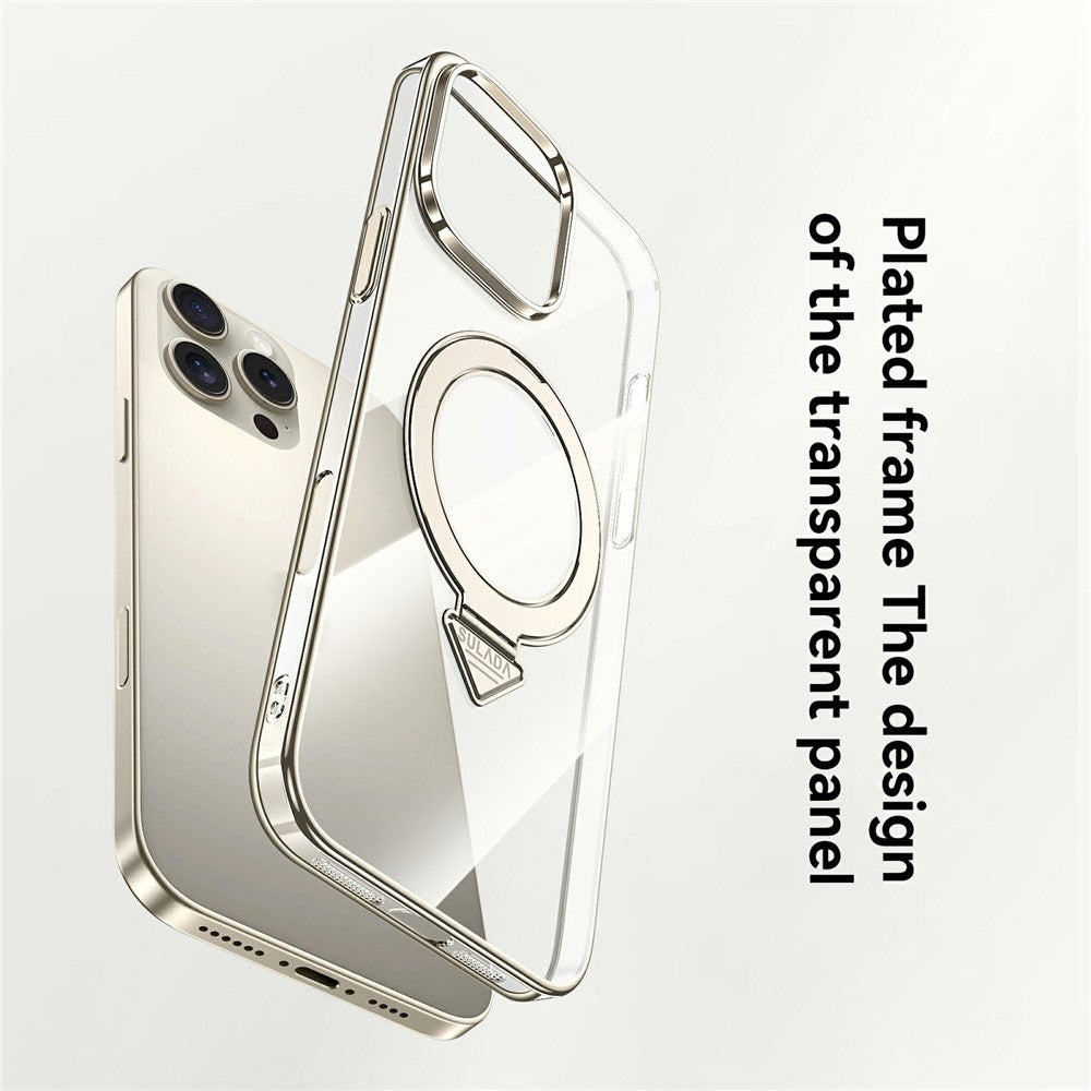 SULADA For iPhone 15 Pro Max Case Compatible with MagSafe Kickstand Clear PC Phone Cover