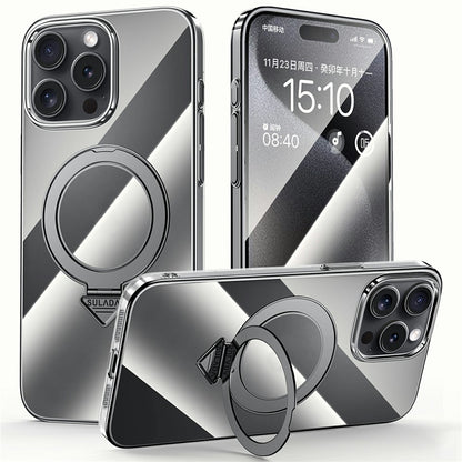 SULADA For iPhone 15 Pro Max Case Compatible with MagSafe Kickstand Clear PC Phone Cover