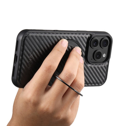 SUTENI G3 For iPhone 16 Pro Max Magnetic Case Rotating Kickstand Carbon Fiber Texture Leather Phone Back Cover