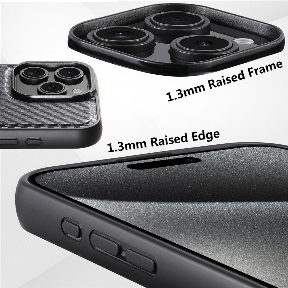 SUTENI G3 For iPhone 16 Pro Max Magnetic Case Rotating Kickstand Carbon Fiber Texture Leather Phone Back Cover