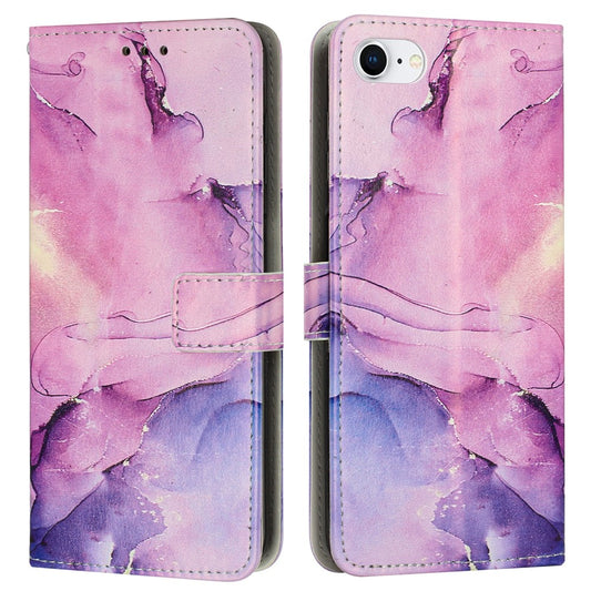For iPhone 17e / 16e Stand Case Marble Pattern PU Leather Wallet Phone Cover