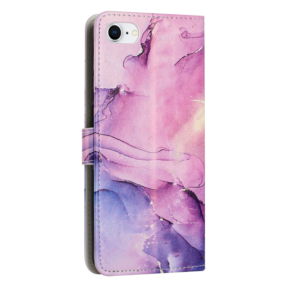 For iPhone 17e / 16e Stand Case Marble Pattern PU Leather Wallet Phone Cover