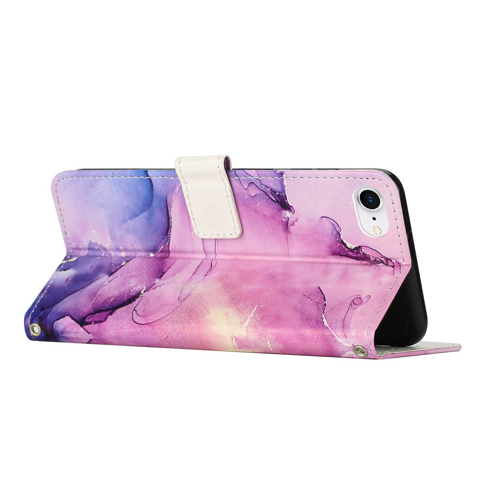For iPhone 17e / 16e Stand Case Marble Pattern PU Leather Wallet Phone Cover