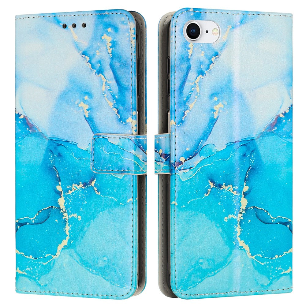 For iPhone 17e / 16e Stand Case Marble Pattern PU Leather Wallet Phone Cover