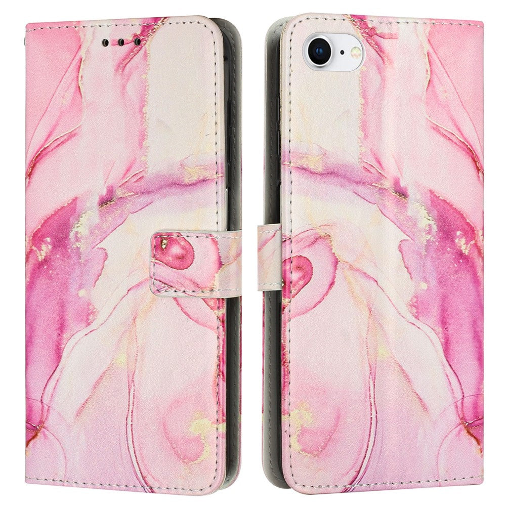 For iPhone 17e / 16e Stand Case Marble Pattern PU Leather Wallet Phone Cover