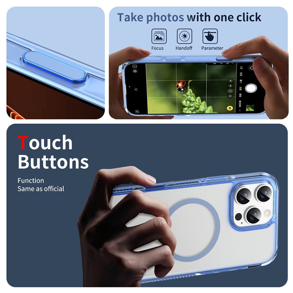 For iPhone 16 Pro Max Case with Camera Touch Control Button PC + TPU Phone Cover Compatible with MagSafe
