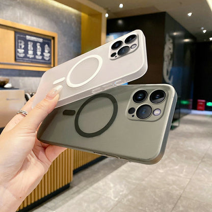 For iPhone 14 Pro Magnetic Case Compatible with MagSafe Frosted PC Phone Cover with Camera Lens Protector