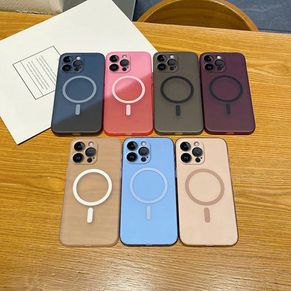 For iPhone 14 Pro Magnetic Case Compatible with MagSafe Frosted PC Phone Cover with Camera Lens Protector