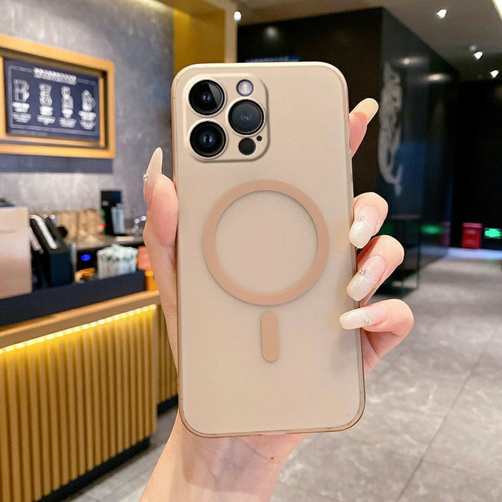 For iPhone 14 Pro Magnetic Case Compatible with MagSafe Frosted PC Phone Cover with Camera Lens Protector