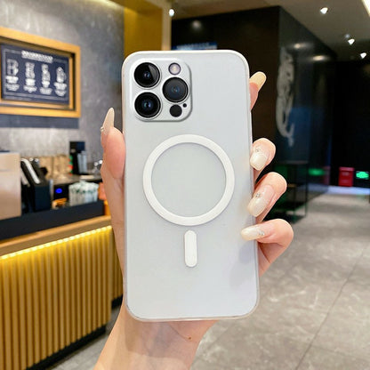 For iPhone 14 Pro Magnetic Case Compatible with MagSafe Frosted PC Phone Cover with Camera Lens Protector