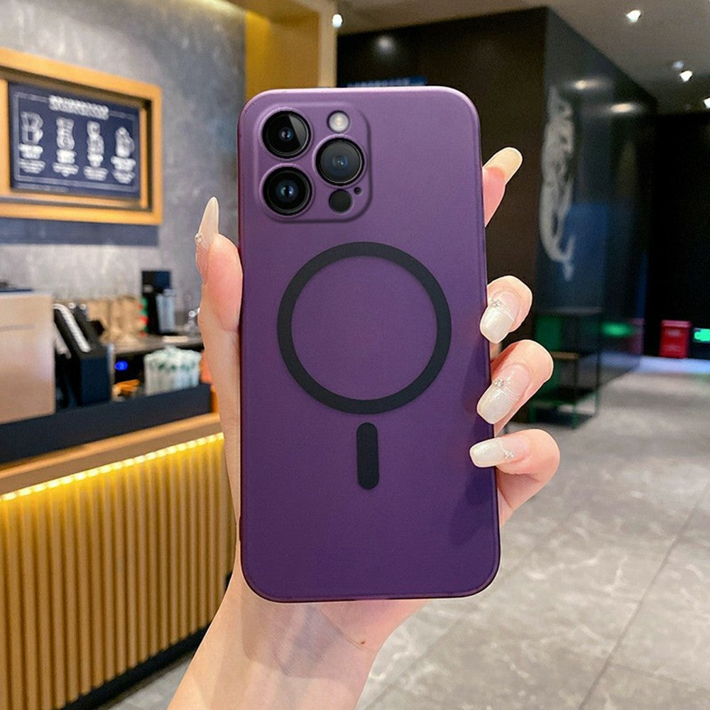 For iPhone 14 Pro Magnetic Case Compatible with MagSafe Frosted PC Phone Cover with Camera Lens Protector