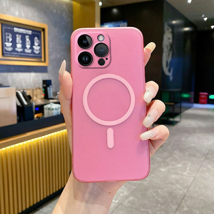 For iPhone 14 Pro Magnetic Case Compatible with MagSafe Frosted PC Phone Cover with Camera Lens Protector