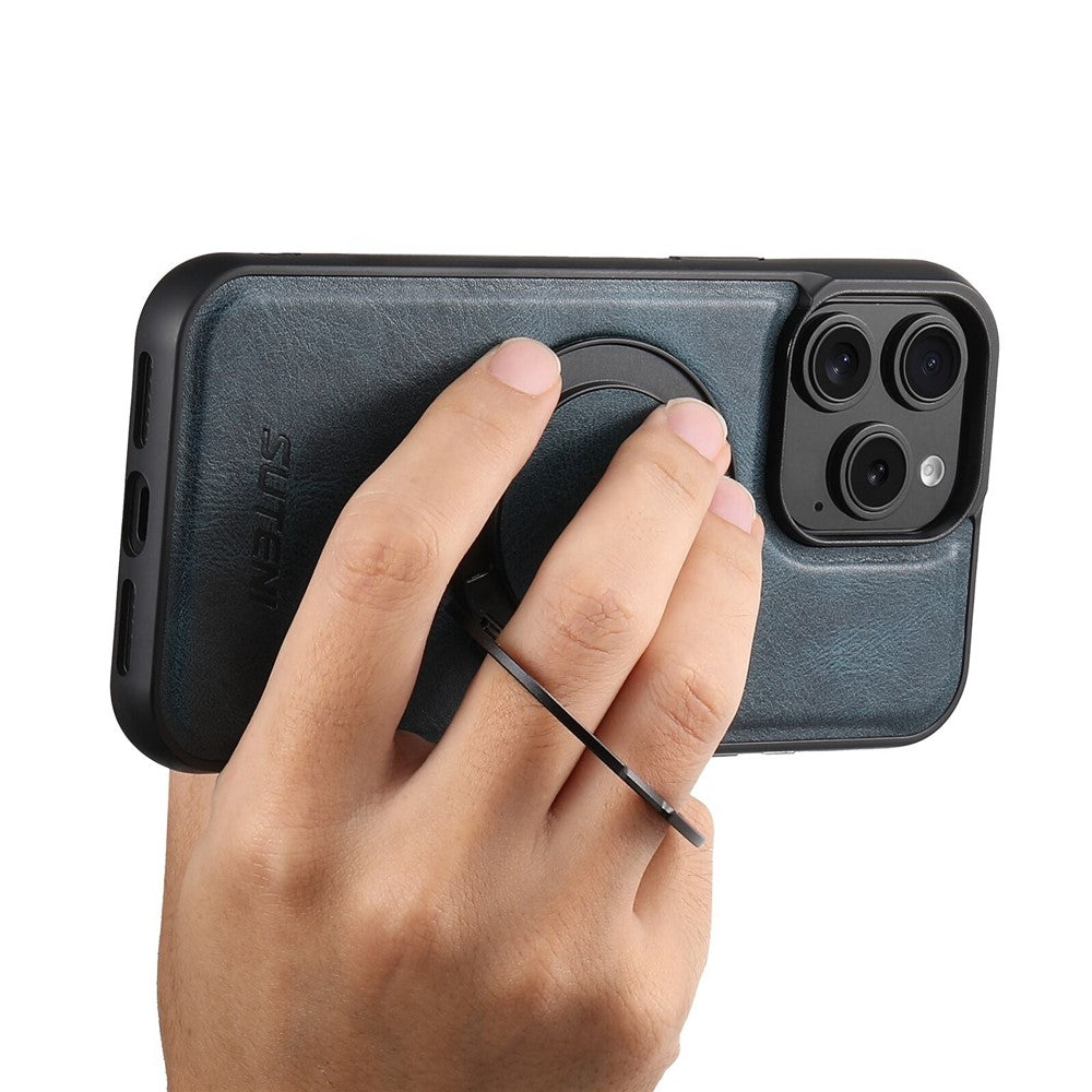 SUTENI G3 For iPhone 14 Pro Case Compatible with MagSafe Waxy Texture Rotating Kickstand Leather Phone Back Cover