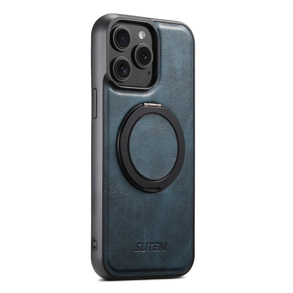SUTENI G3 For iPhone 14 Pro Case Compatible with MagSafe Waxy Texture Rotating Kickstand Leather Phone Back Cover
