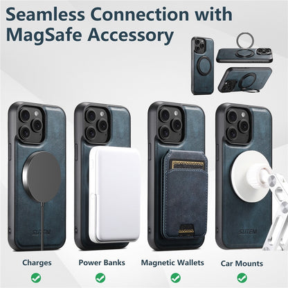 SUTENI G3 For iPhone 14 Pro Case Compatible with MagSafe Waxy Texture Rotating Kickstand Leather Phone Back Cover