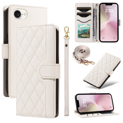 For iPhone 17e / 16e Wallet Case Rhombus Leather Phone Cover