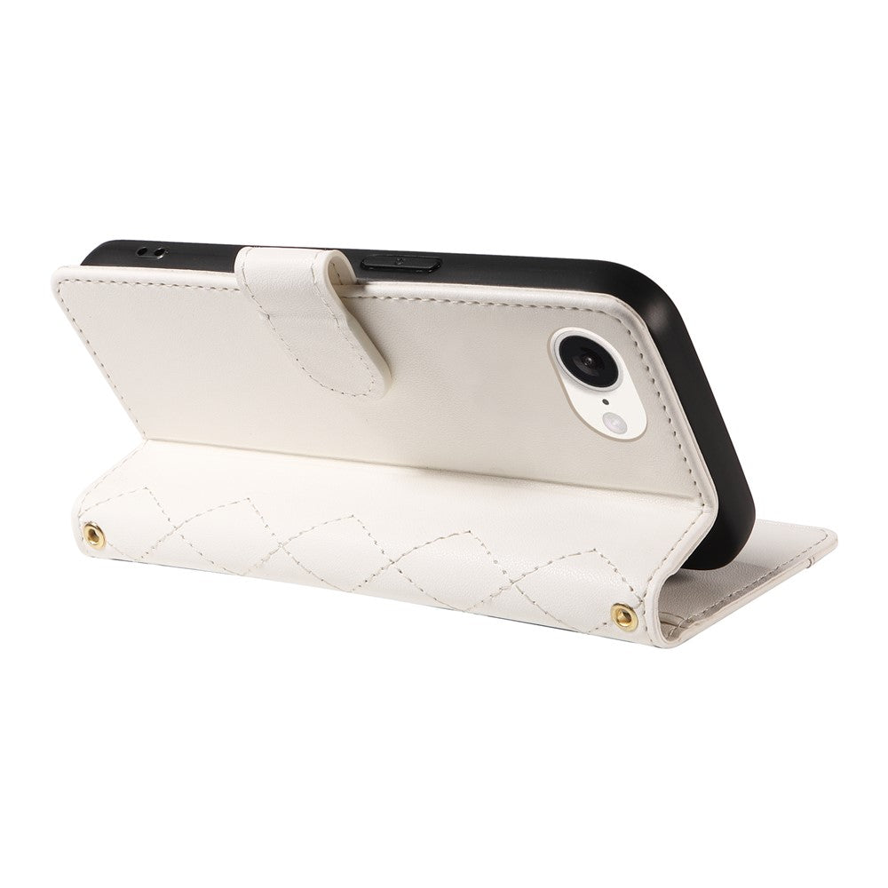 For iPhone 17e / 16e Wallet Case Rhombus Leather Phone Cover