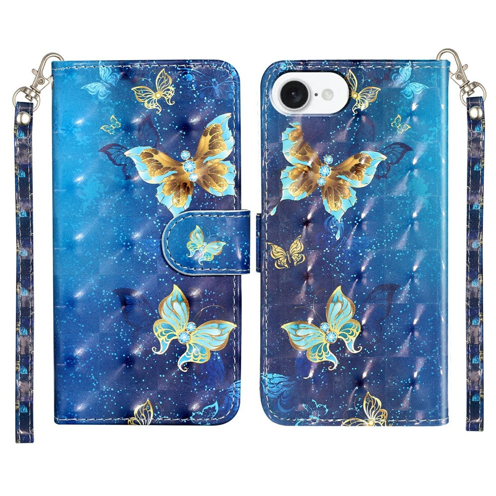 For iPhone 17e / 16e Case 3D Pattern Printed Phone Leather Phone Cover