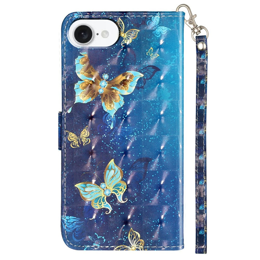 For iPhone 17e / 16e Case 3D Pattern Printed Phone Leather Phone Cover