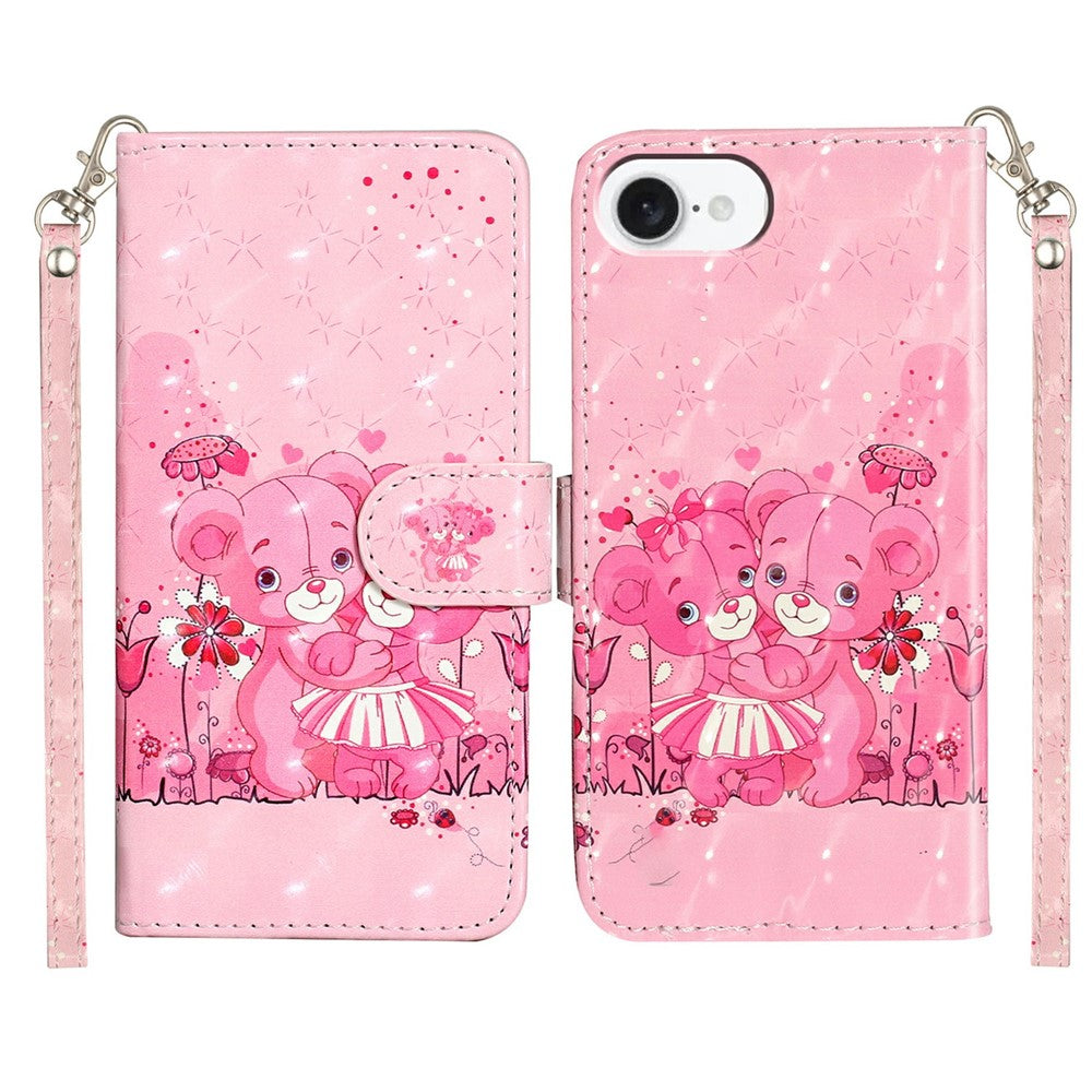 For iPhone 17e / 16e Case 3D Pattern Printed Phone Leather Phone Cover