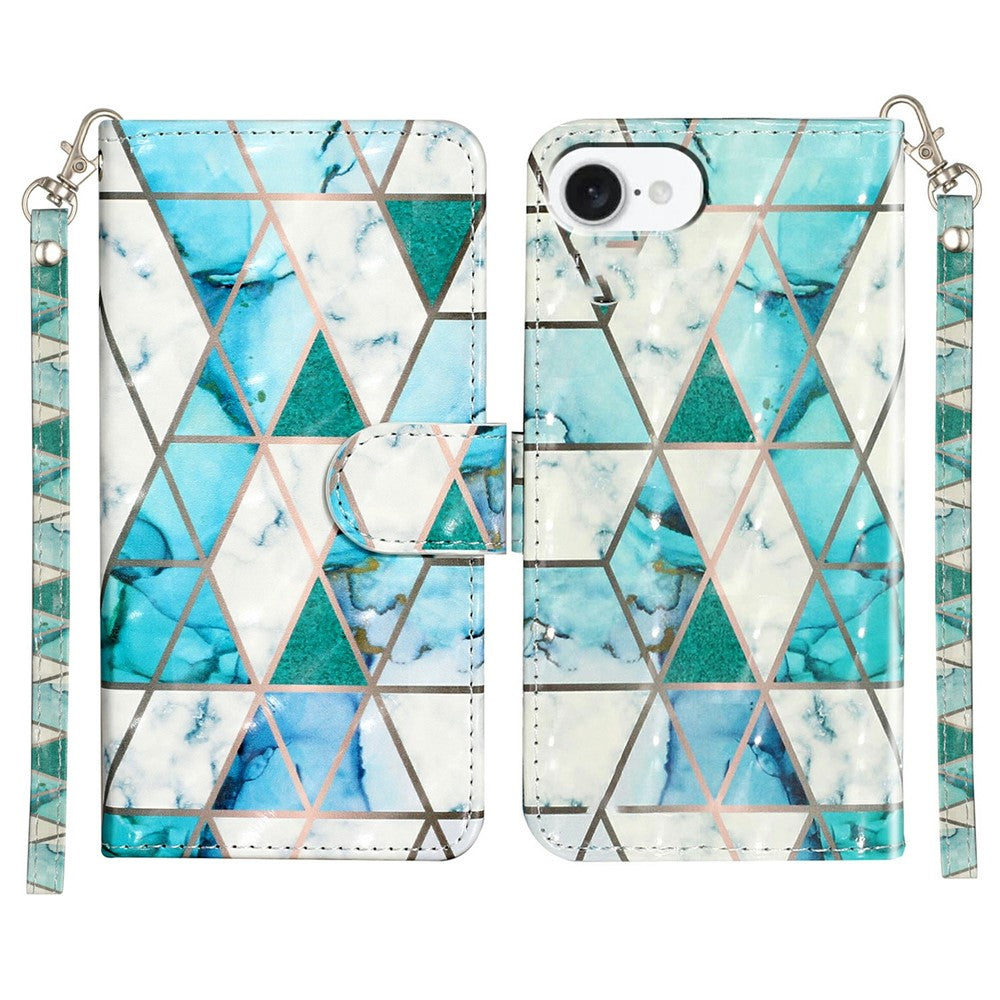 For iPhone 17e / 16e Case 3D Pattern Printed Phone Leather Phone Cover