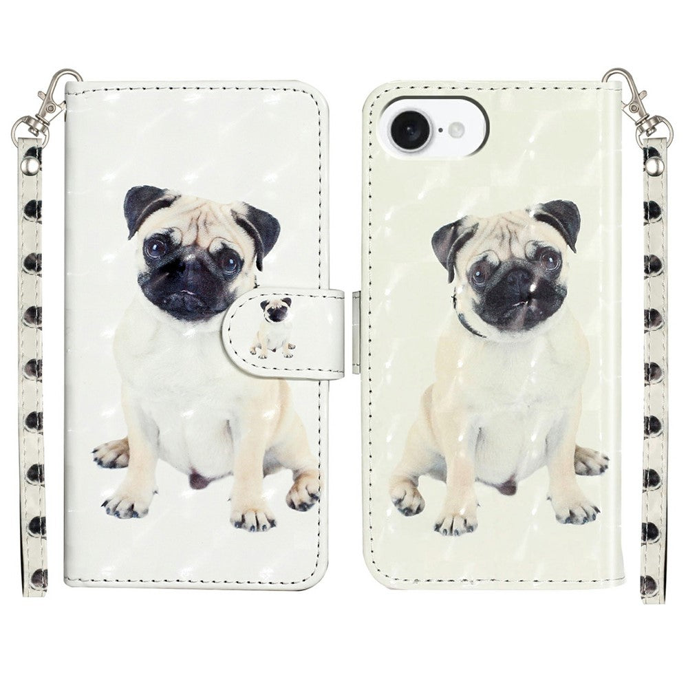 For iPhone 17e / 16e Case 3D Pattern Printed Phone Leather Phone Cover