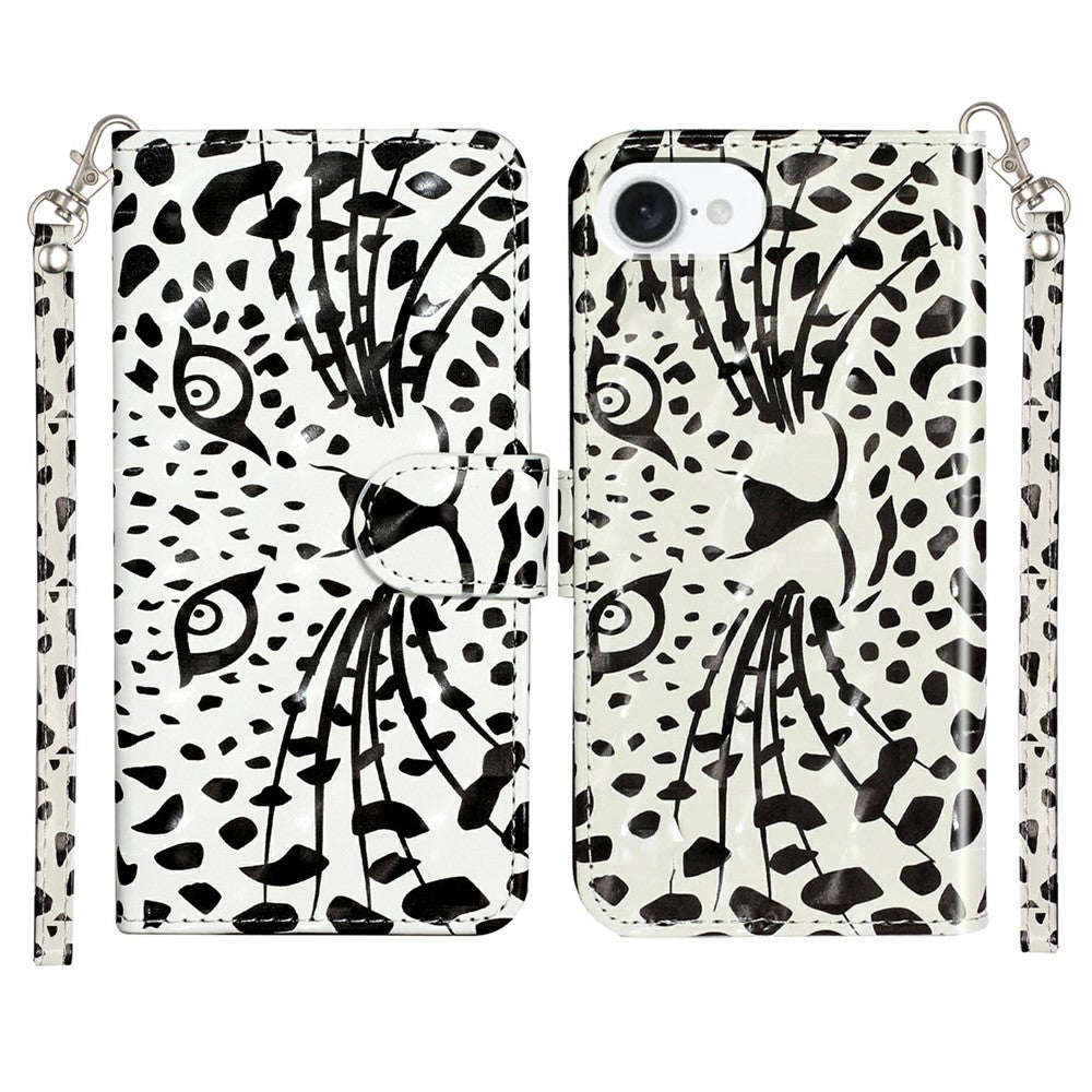For iPhone 17e / 16e Case 3D Pattern Printed Phone Leather Phone Cover