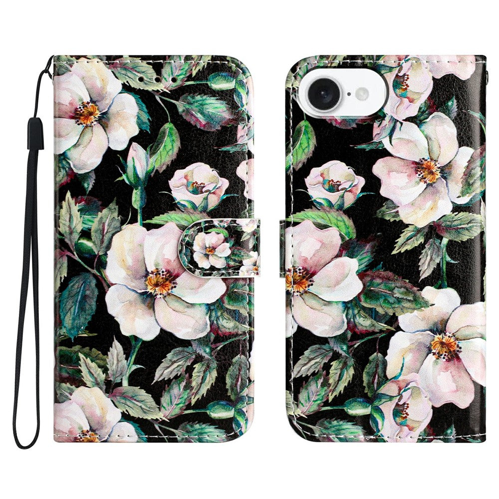 For iPhone 17e / 16e Wallet Case Printed Pattern Design Leather Phone Cover