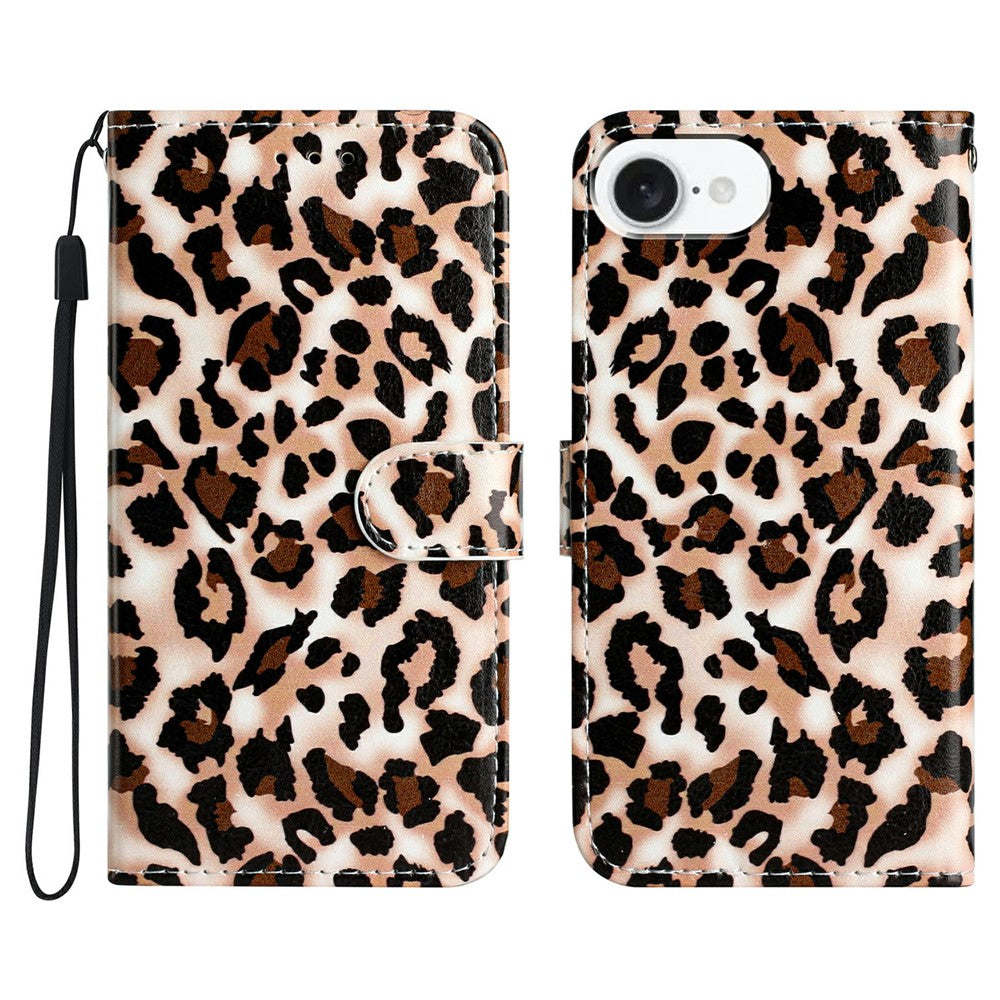 For iPhone 17e / 16e Wallet Case Printed Pattern Design Leather Phone Cover